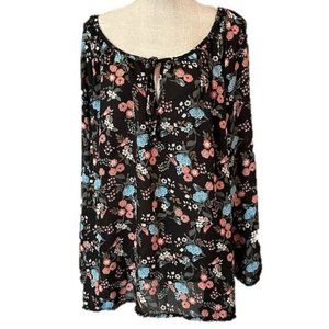 DIVIDE BY ZERO Flowy Boho Peasant Top - 3X